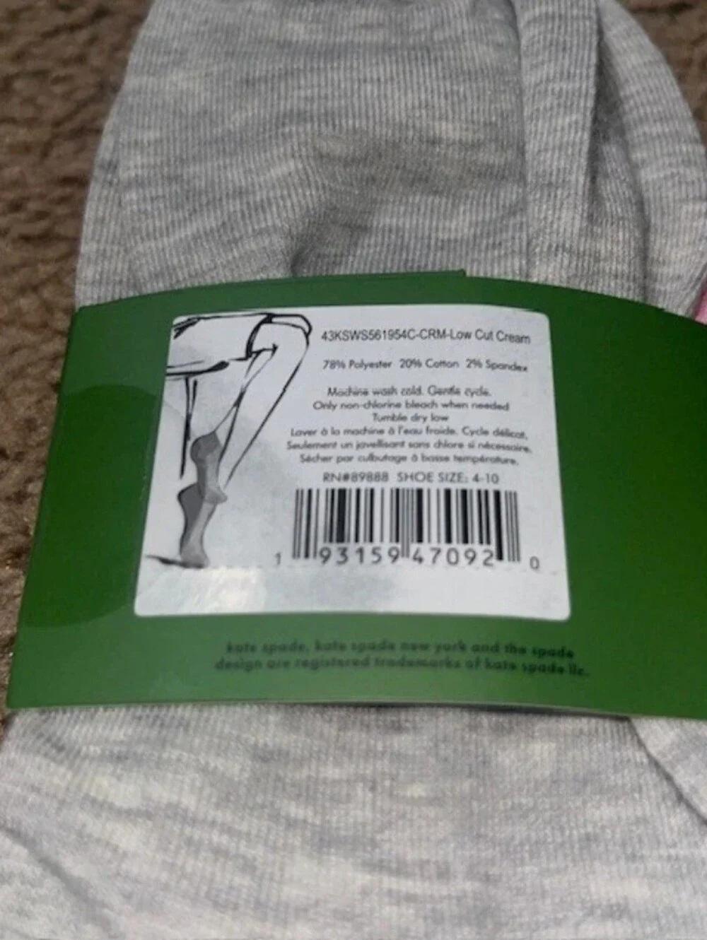kate spade White Low Cut Socks Snails Print